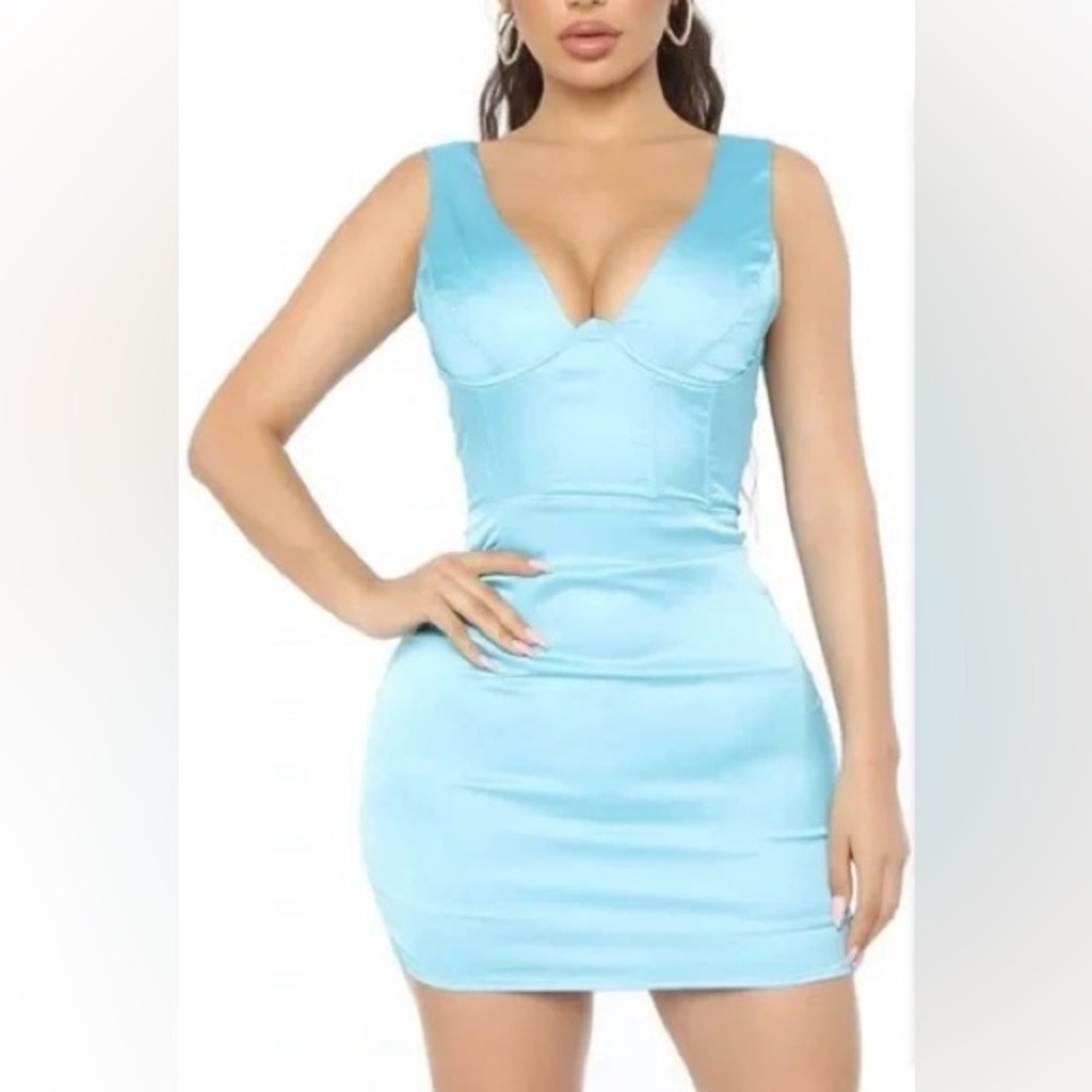 Fashion Nova Sky Blue Bodycon Dress